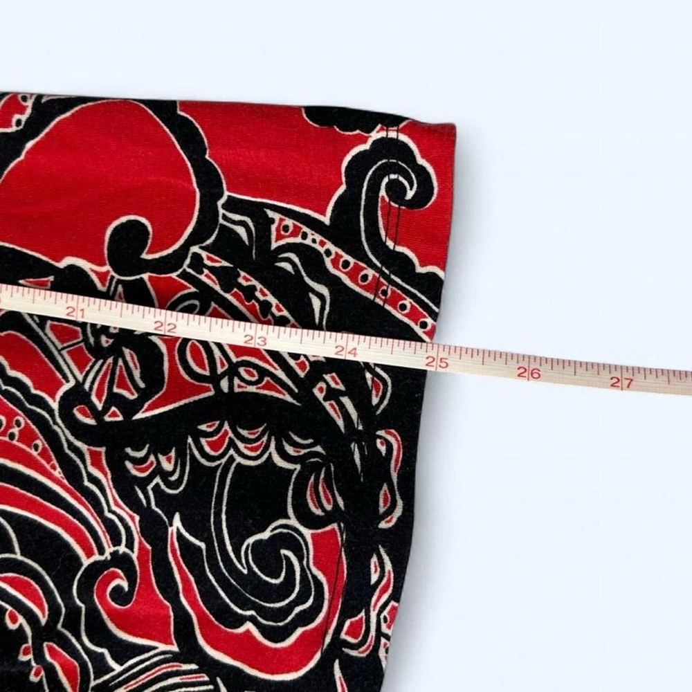 Red + Black Abstract Paisley Print Mock Neck Long Sleeve Top by Jones New York - Picture 8 of 8